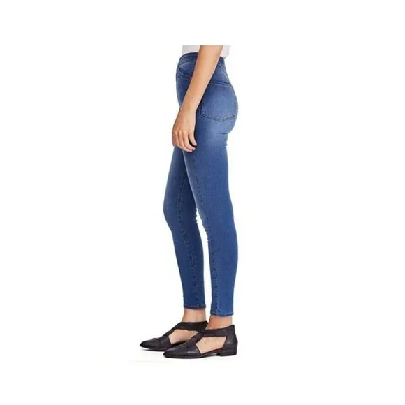 Free People Women 26 Blue Double Snaps Four Pockets Skinny Denim Jeans NWT CA33 - Picture 2 of 5